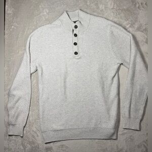 Even Tide Men’s Cashmere Cotton Blend Pullover Henley Quarter Buttoned Sweater L